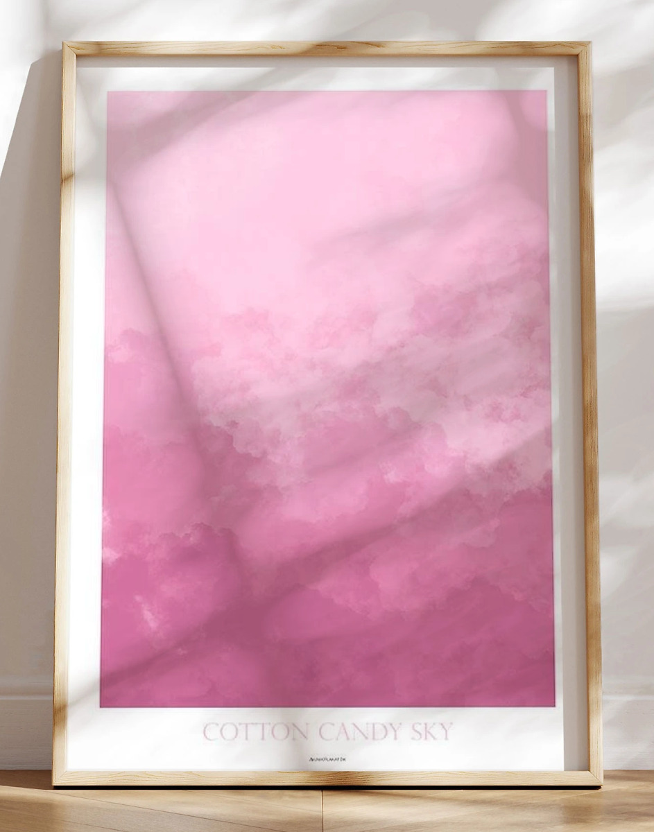 Cotton Candy Sky Pragtfuld Pink   Lidt  Quot Skyet Quot  Plakat