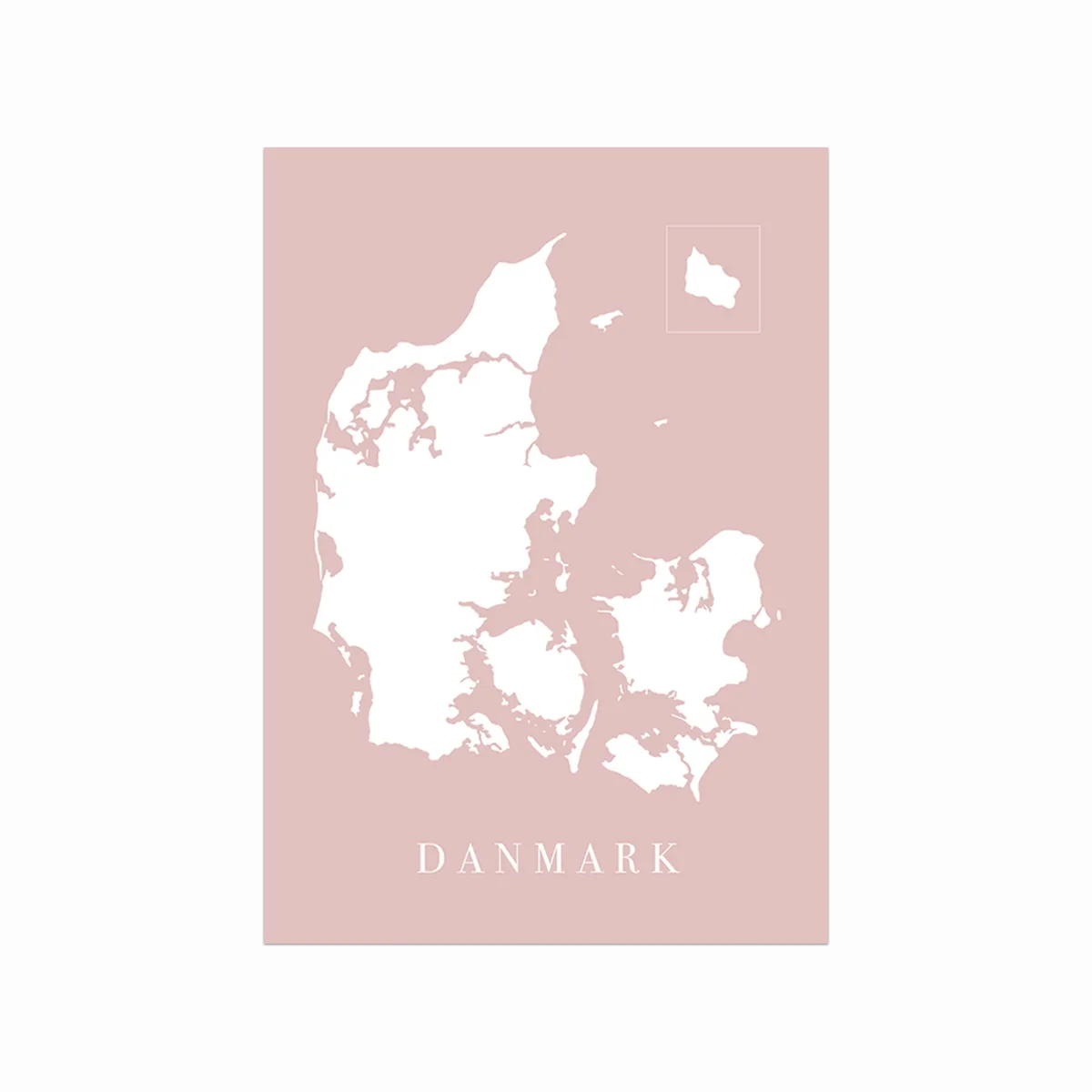 Elegant Rosa Danmarkskort Plakat til Indretning