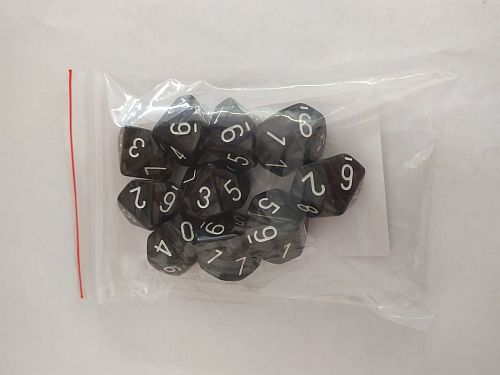 10 Terninger D10 - Kaissa Dice: Perle Sort/Hvid