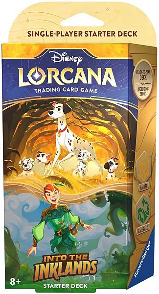 Disney Lorcana Tcg: Set   Into The Inklands Starter Deck: Amber Emerald  Pongo   Peter Pan