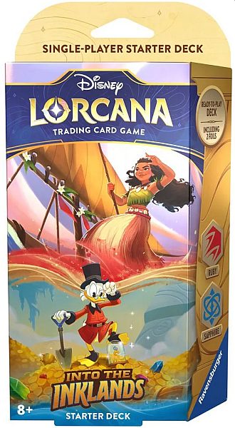 Disney Lorcana Tcg: Set   Into The Inklands Starter Deck: Ruby Sapphire  Moana   Scrooge Mcduck