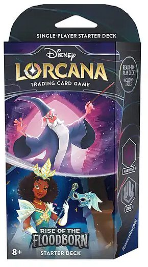 Disney Lorcana Tcg: Set   Rise   The Floodborn Starter Deck: Amethyst Steel  Merlin   Tiana