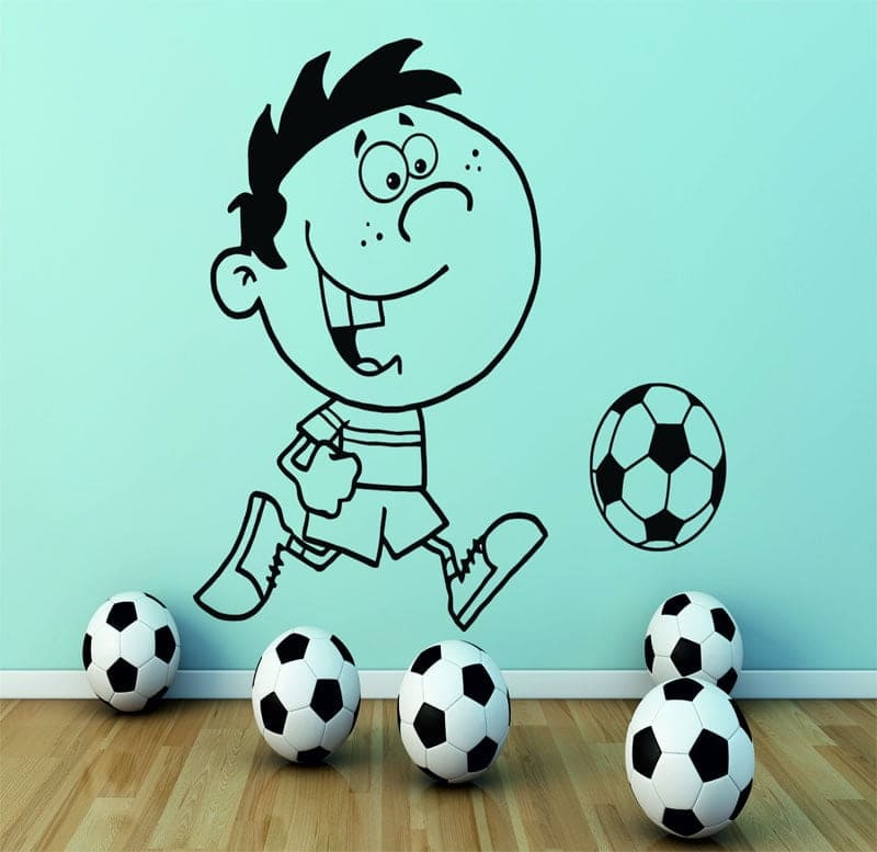 Dreng Spiller Fodbold Wallsticker