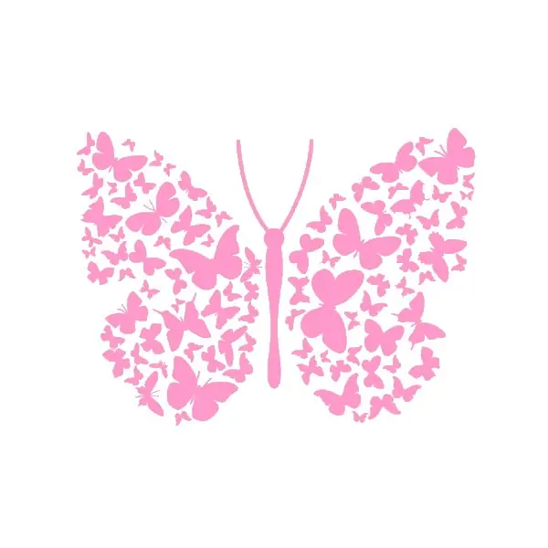 Smuk Pink Sommerfugl Wallsticker til Pigeværelse