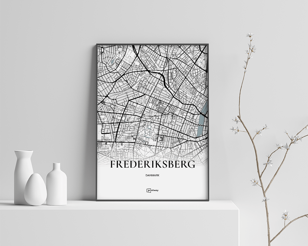 Frederiksberg Bykort Plakat – Minimalistisk Design A4