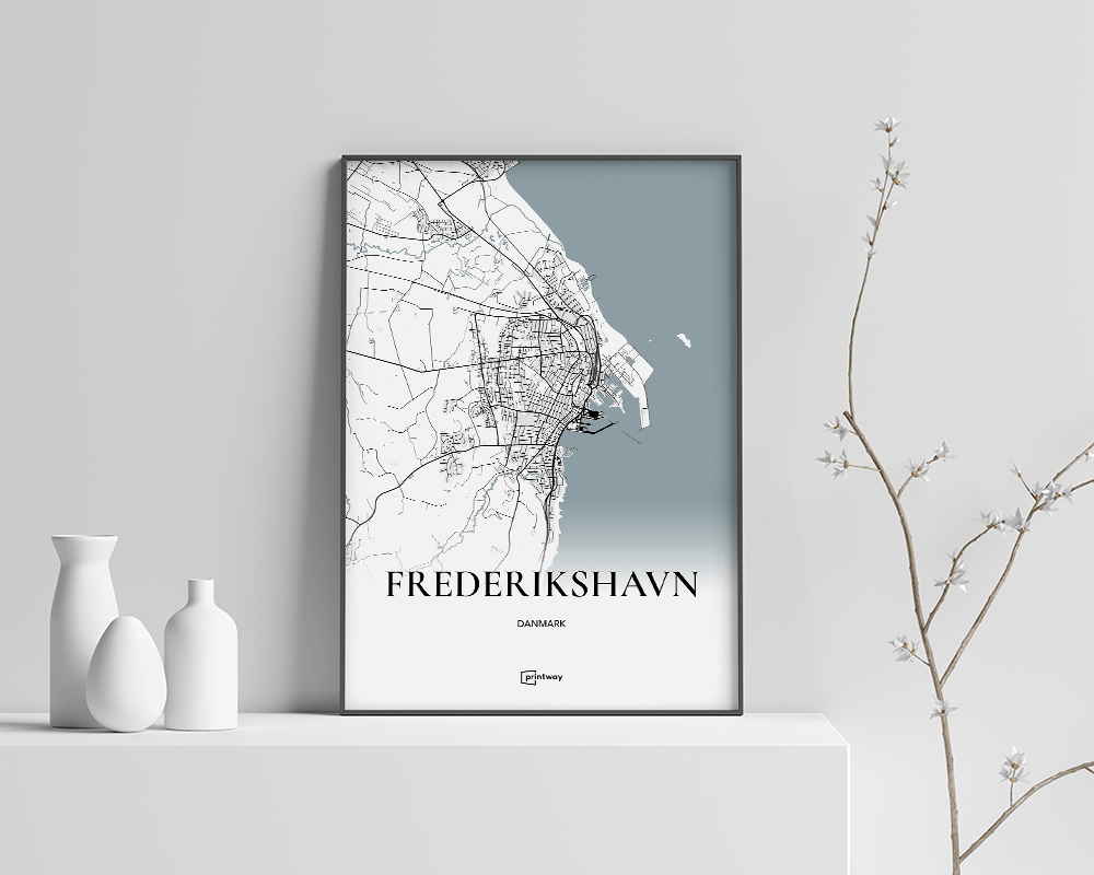 Frederikshavn Bykort Plakat - Minimalistisk Design A4
