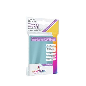 Gamegenic Prime Standard European-sized Sleeves: 62   94   Clear  Transparent   50 Kortlommer