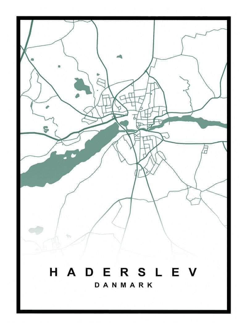 Haderslev Bykort Plakat – Unik Kunst til Dit Hjem
