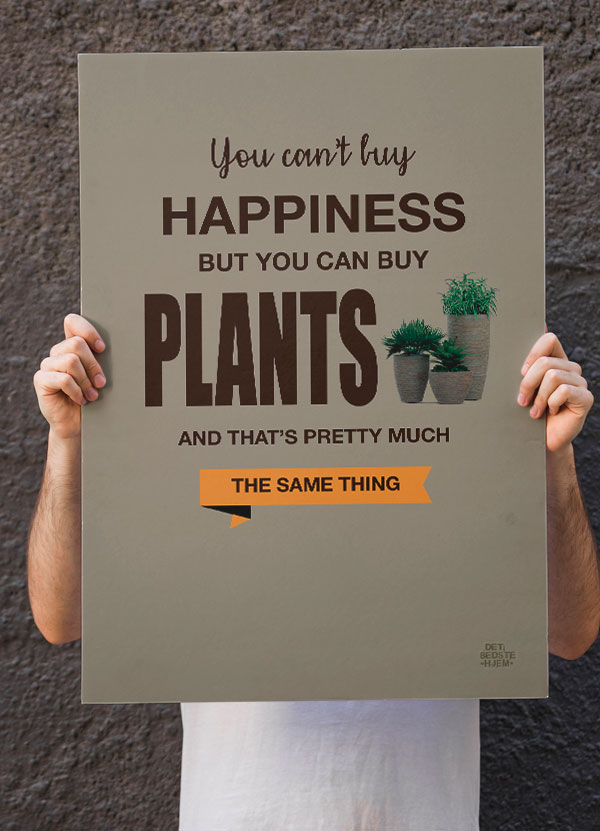 Haveplakat "Happiness" - Tro på i morgen - A4