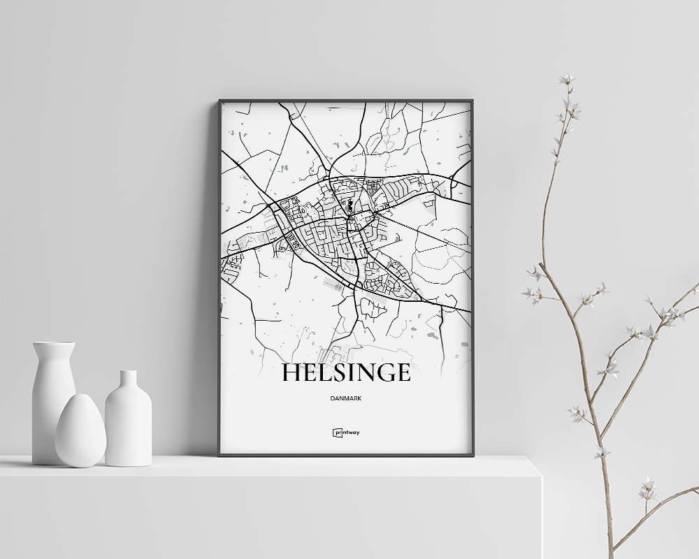 Helsinge Bykort Plakat - Stilrent Design i A1 Format