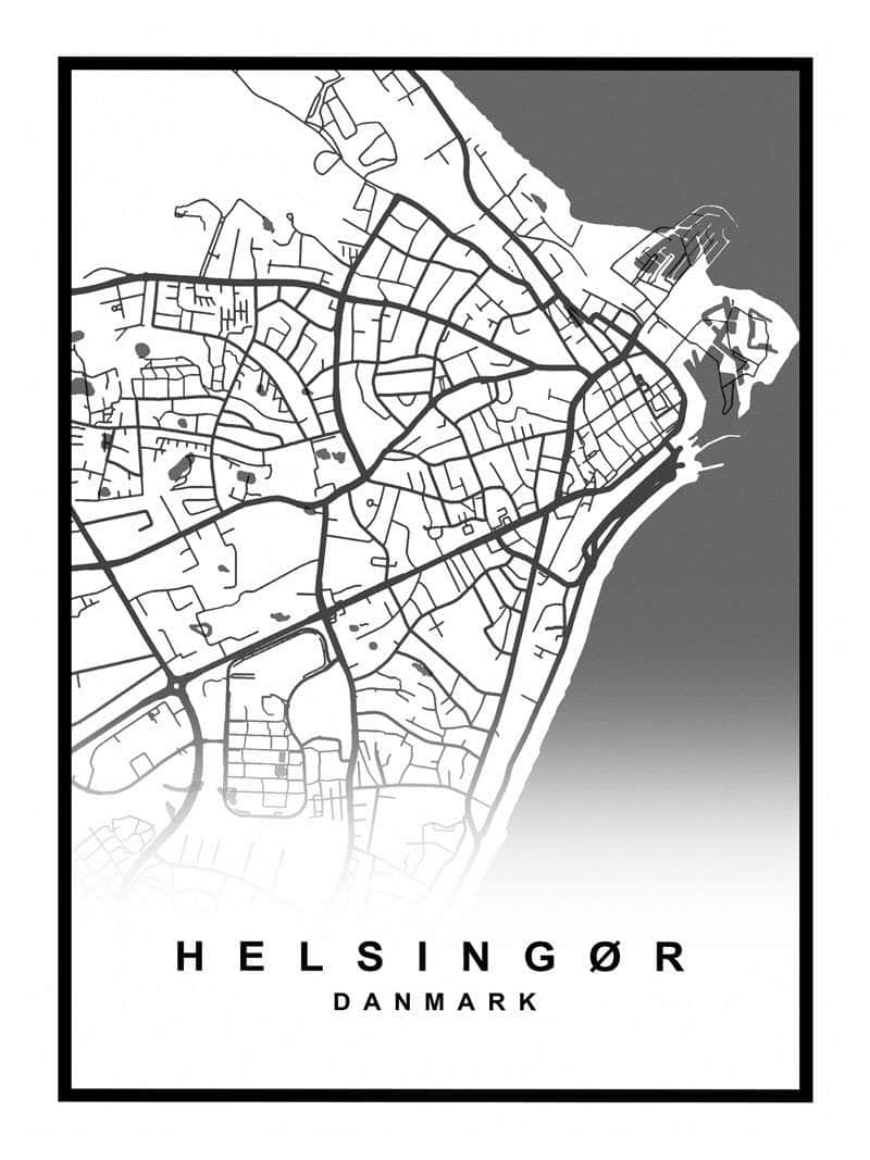Helsingør Plakat – Detaljeret Kort over Helsingør By