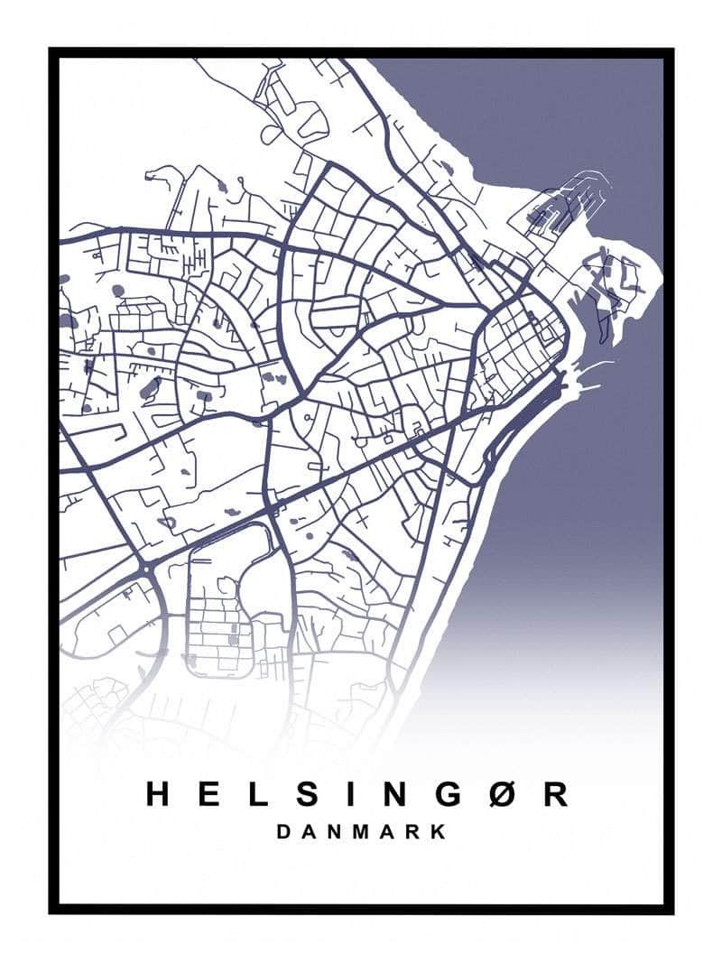 Helsingør Plakat – Detaljeret Kort over Helsingør By