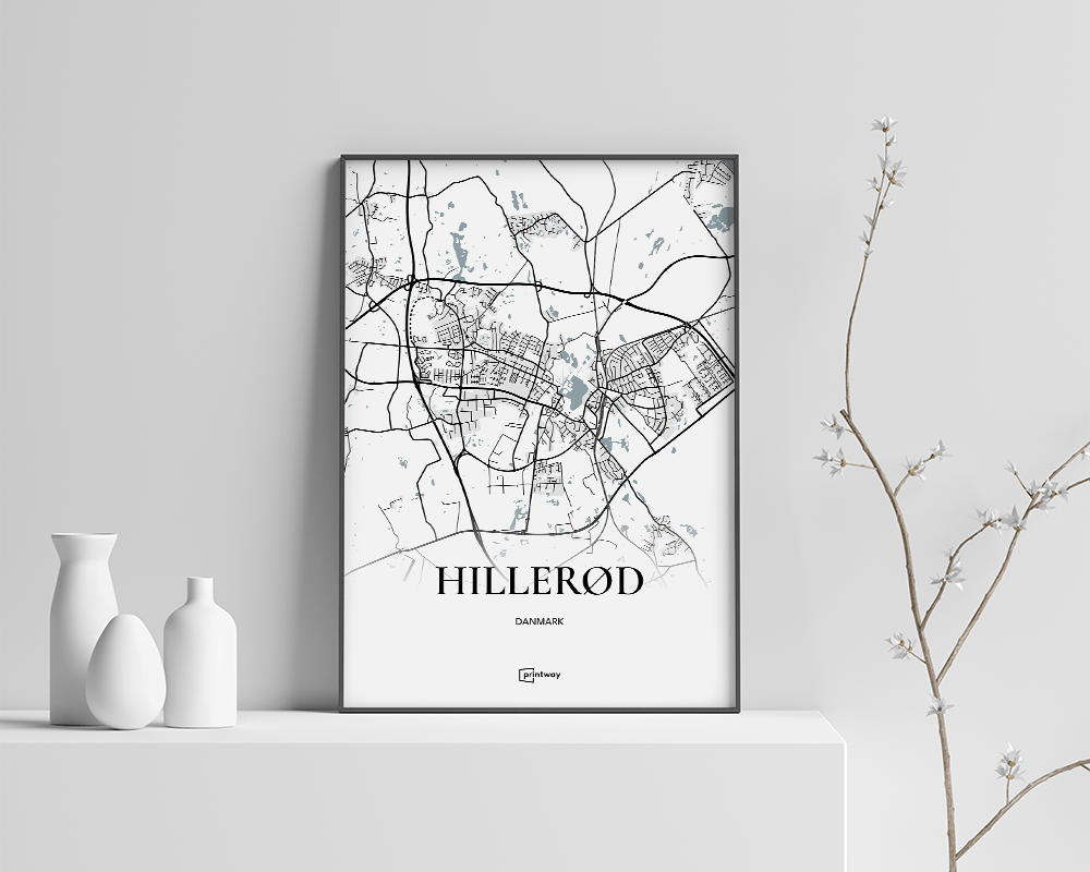 Hillerød Bykort Plakat – Minimalistisk Design A4