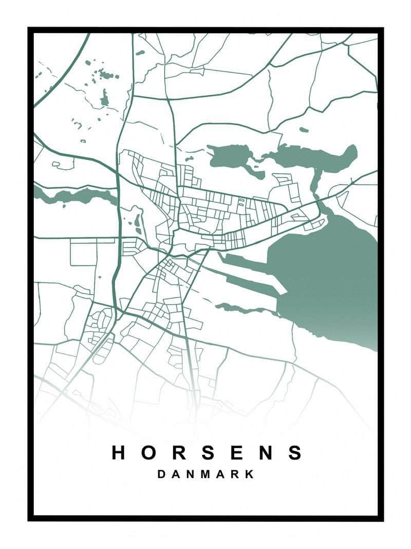 Horsens Plakat – Detaljeret Kort over Horsens By
