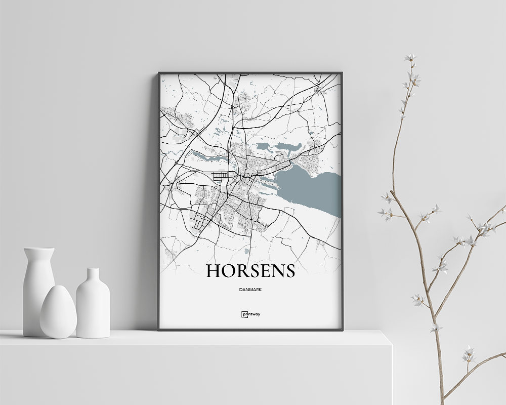 Horsens Bykort Plakat – Minimalistisk Design A4 Tilbud!
