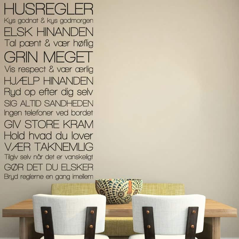 Husregler V2 Wallsticker
