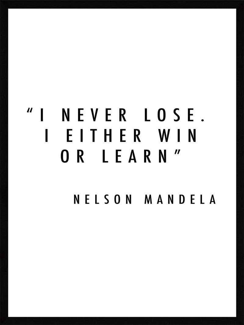 Nelson Mandela Plakat: Inspirerende Citat "Jeg Taber Aldrig"