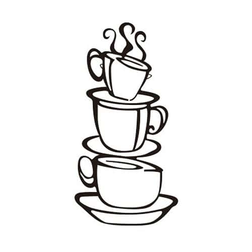 Kaffekopper Vægsdekoration - Unik Wallsticker til Køkkenet