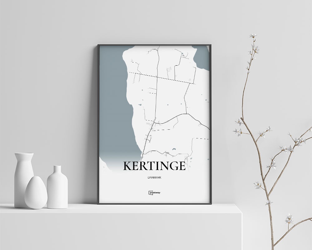 Kertinge Bykort Plakat – Minimalistisk Design til Dit Hjem