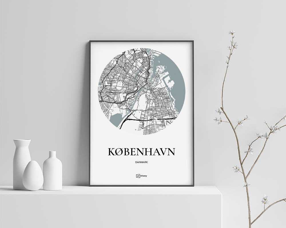 København Bykort Plakat - Minimalistisk Vægkunst i Hvid