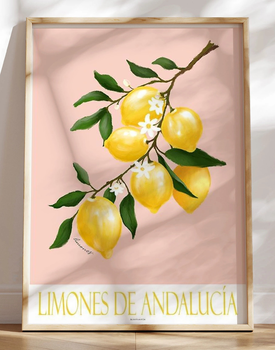 Kunstplakat Med Citrongren Limones   Andalucia
