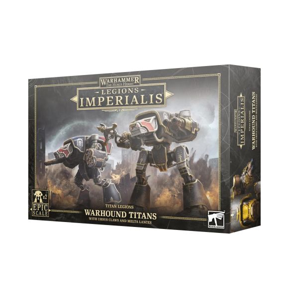 Legions Imperialis Warhound Titans med Ursus Kløer og Melta Lancer