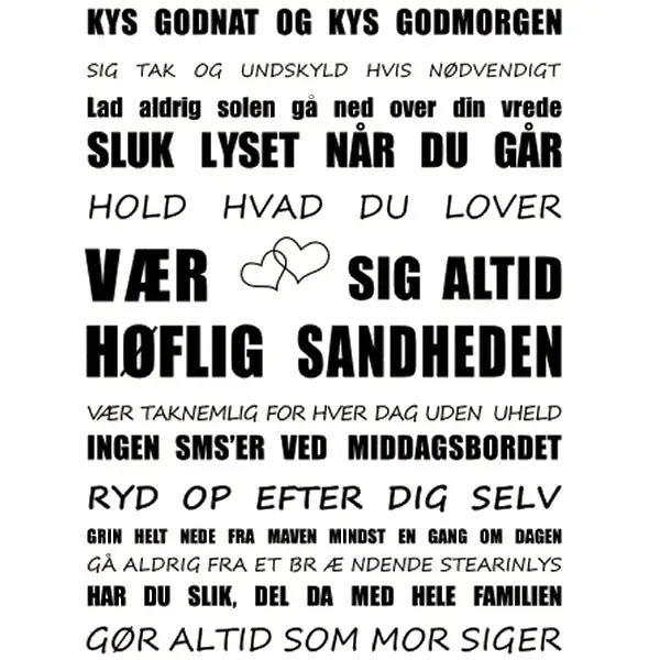 Inspirerende Vægklistermærke med Livets Regler