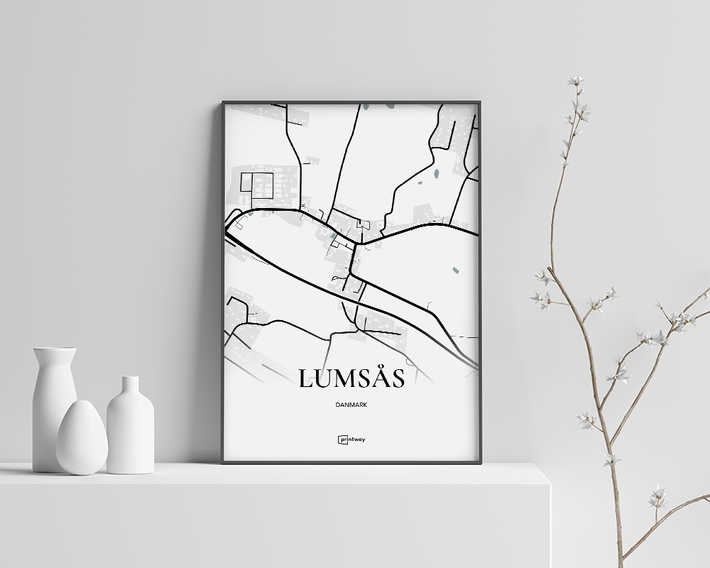 Lumsås Bykort Plakat - Minimalistisk Design til Dit Hjem