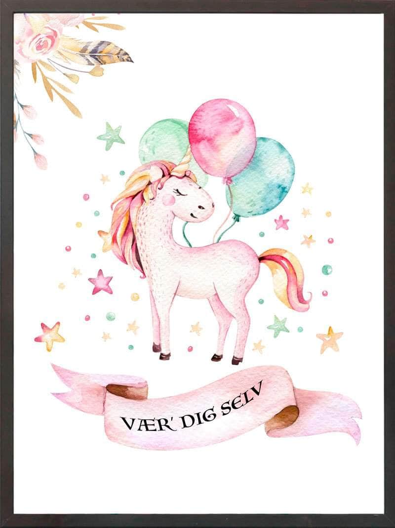 Lyserød Enhjørning Plakat til Børneværelset - Fantastisk Gave!