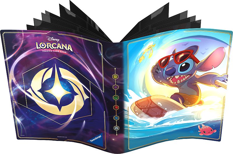 Mappe Disney Lorcana Tcg: Set  -   The First Chapter : Stitch Carefree Surfer Lorebook Card Portfolio Album  -pocket  Holder 64 Kort     Oversized Kort
