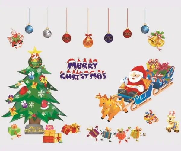 Magisk Julemand og Juletræ Wallsticker til Julen