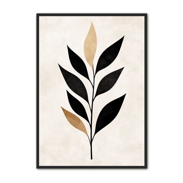 Minimalistisk Plakat 86 Botanisk Simpelhed   Sort   Beige