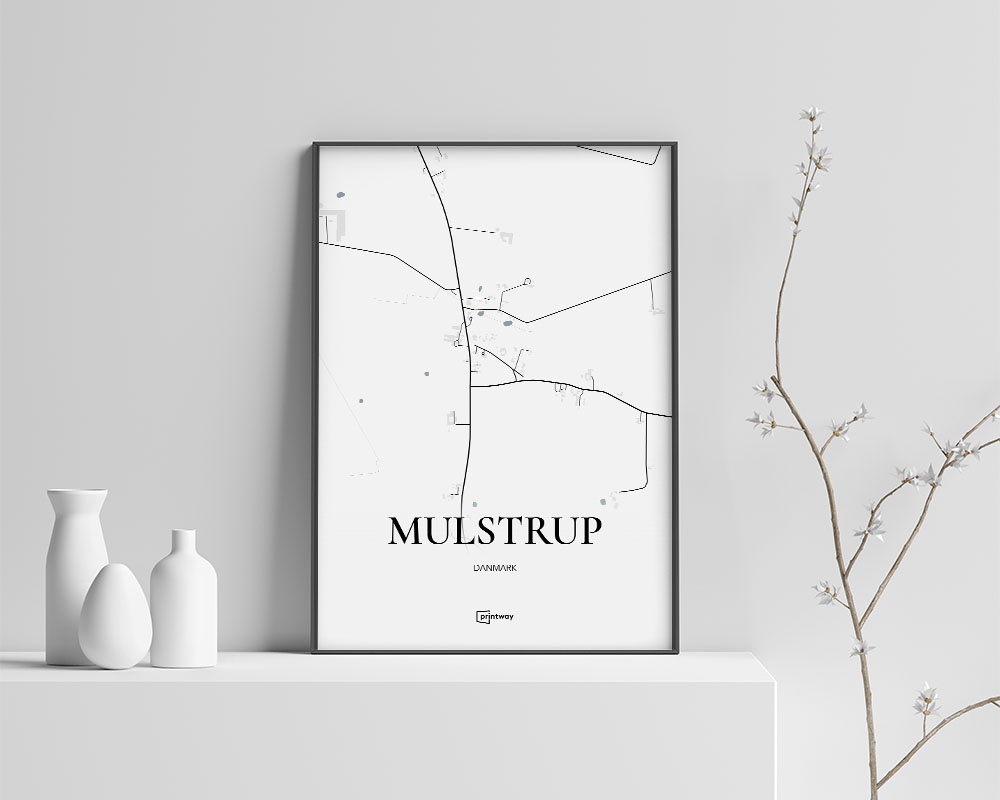 Mulstrup Bykort Plakat – Minimalistisk A3 Design til Hjemmet