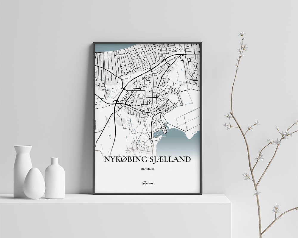 Nykøbing Sjælland Bykort Plakat - Minimalistisk Design