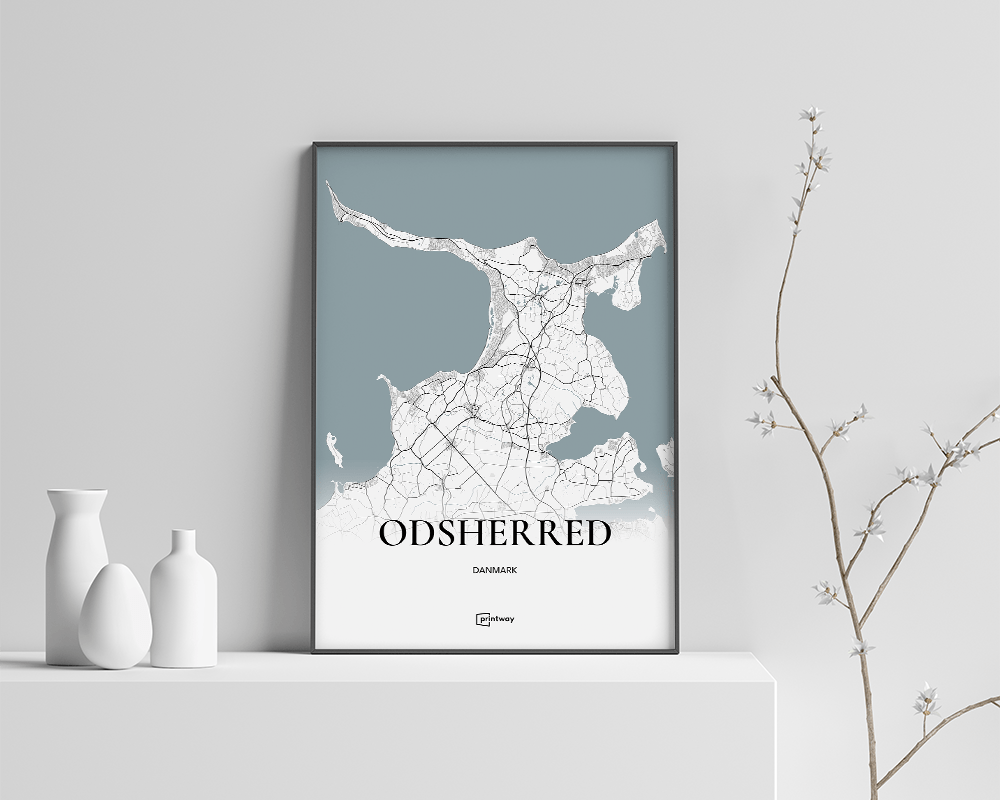 Odsherred Bykort Plakat - Minimalistisk Design A4