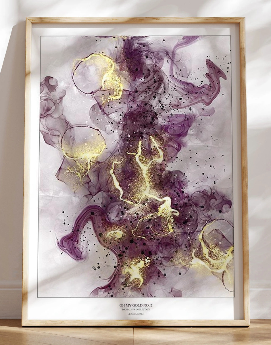 Gold      Kunstplakat Med Grafisk Guldeffekt
