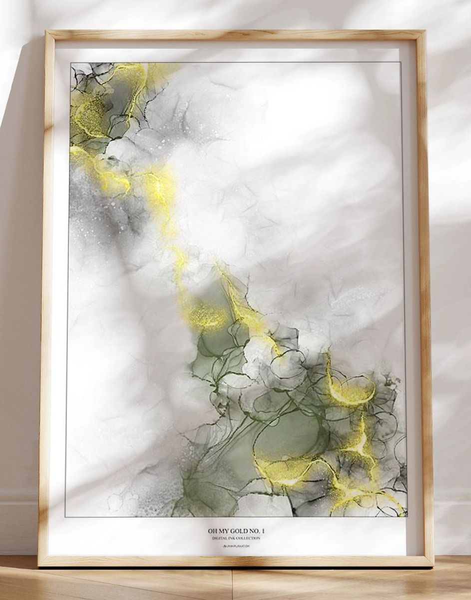 Gold      Kunstplakat Med Grafisk Guldeffekt