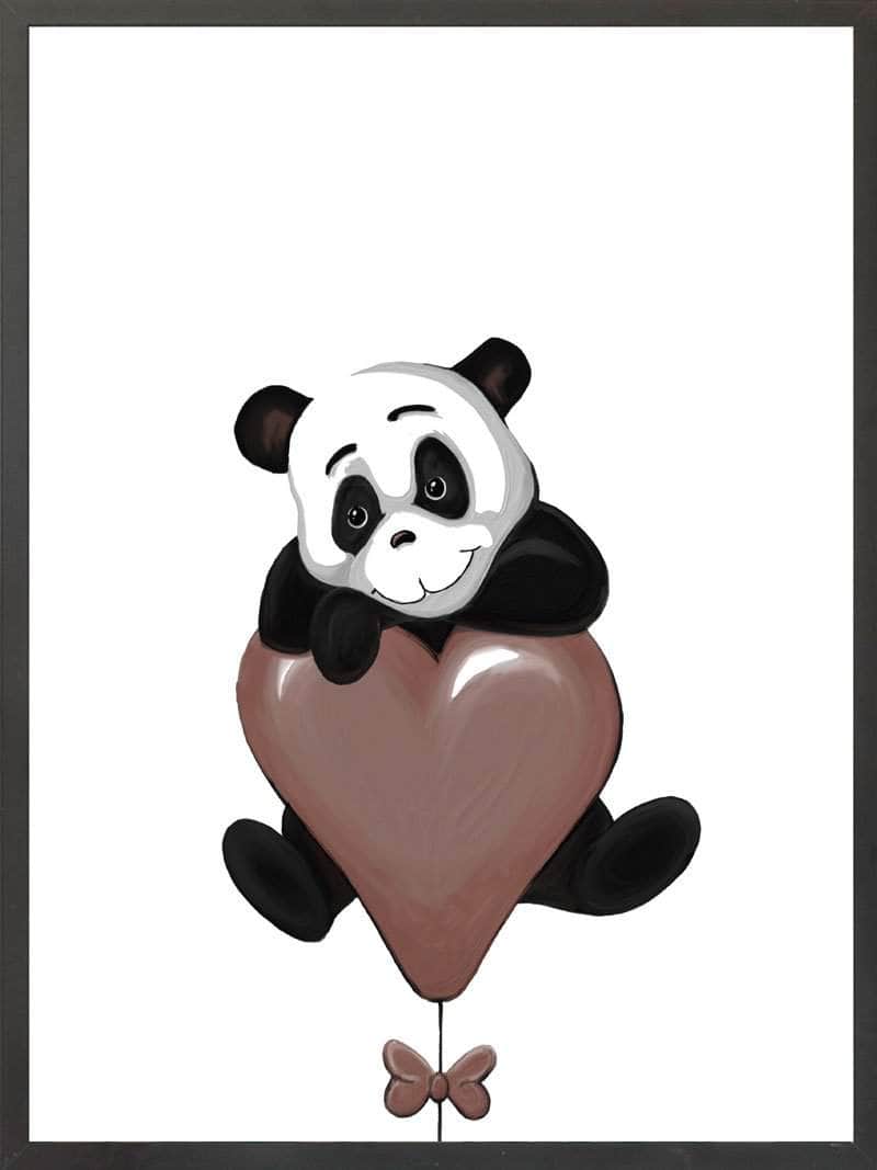 Panda Hjerte Børneplakat – Skøn Dekoration til Værelset