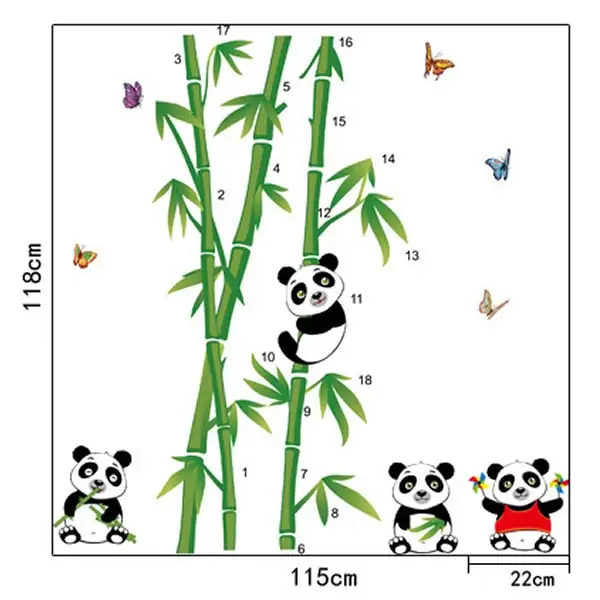 Sød Panda Wallsticker til Børneværelset – Glade Pandaer