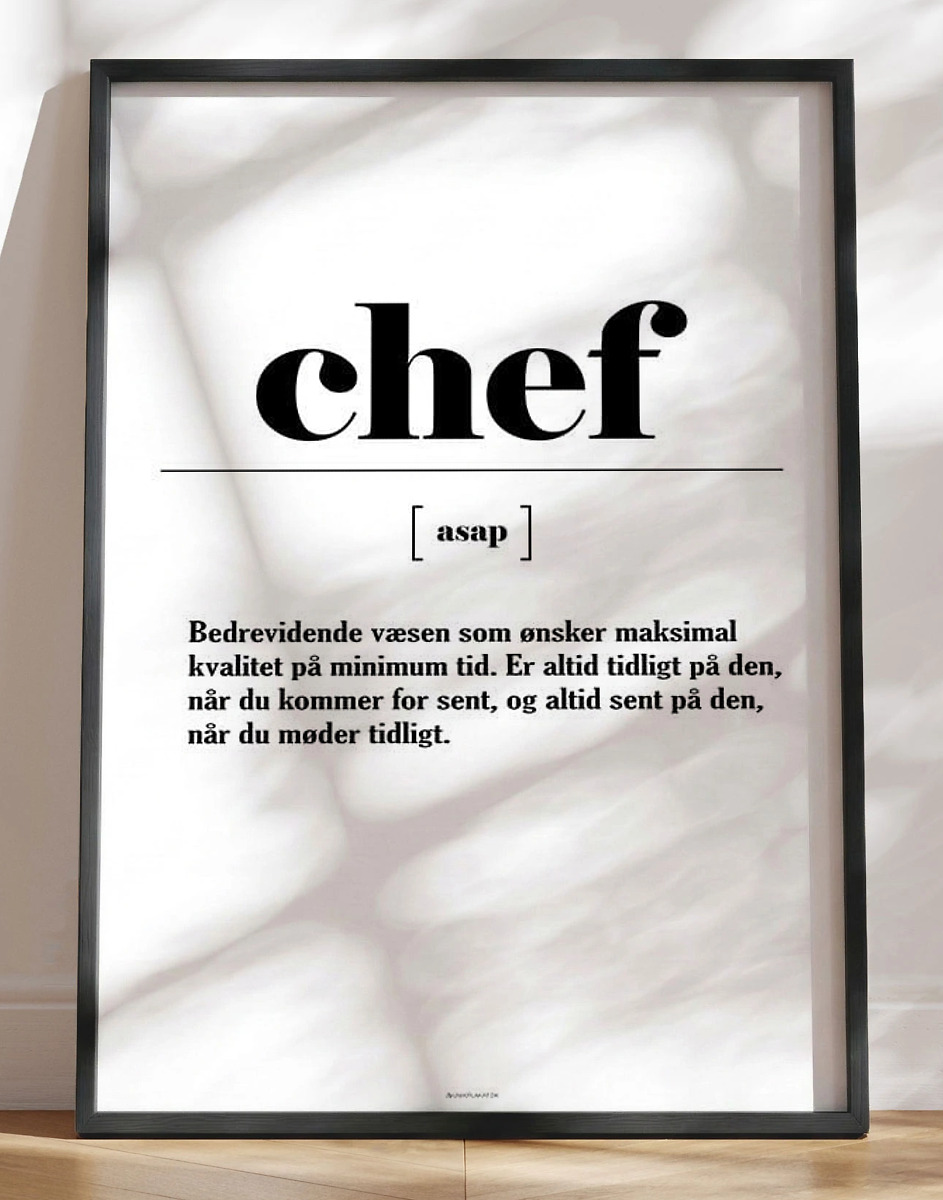 Plakat Med Sjov Definition   Chef