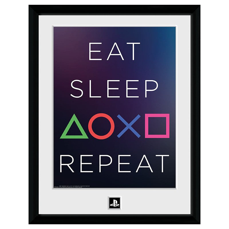 Playstation Eat Sleep Repeat   Indrammet Plakat 30      40     Geekd