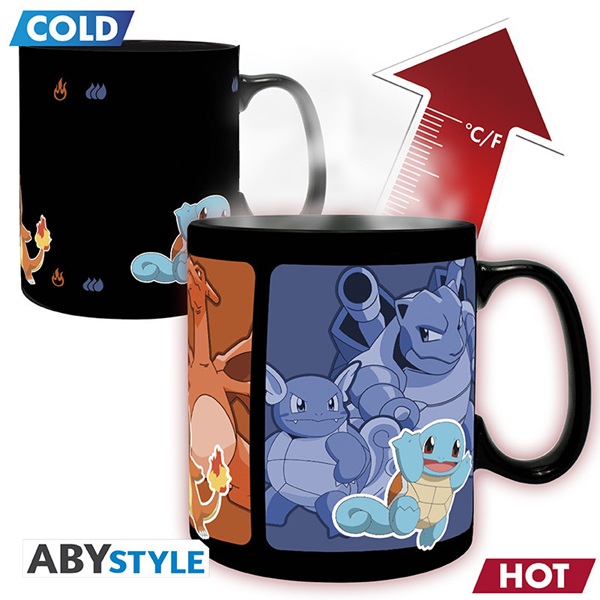 Pokemon Heat Change Mug Gotta Catch  Apos   All   Kanto Starters  460ml