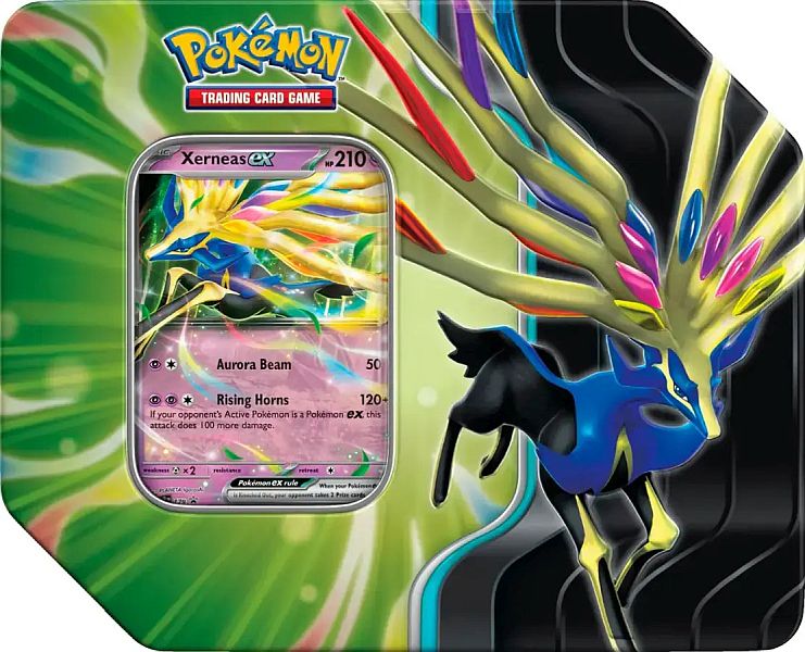 Pokemon Tin Kasse 2025 Wave   Spring  Usa Version : Xerneas   Azure Legends Collector   Tin Box    Boosters