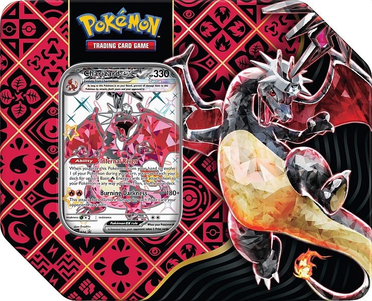 Pokemon Tin Kasse 2024 Wave   Winter  Usa Version : Charizard   Scarlet   Violet: Paldean Fates Collector   Tin Box    Boosters