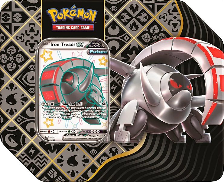 Pokemon Tin Kasse 2024 Wave   Winter  Usa Version : Iron Treads   Scarlet   Violet: Paldean Fates Collector   Tin Box    Boosters