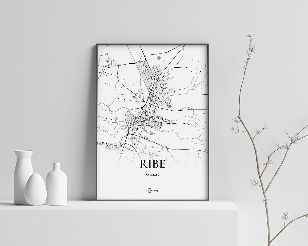 Ribe Bykort Plakat – Minimalistisk A4 Design til Dit Hjem