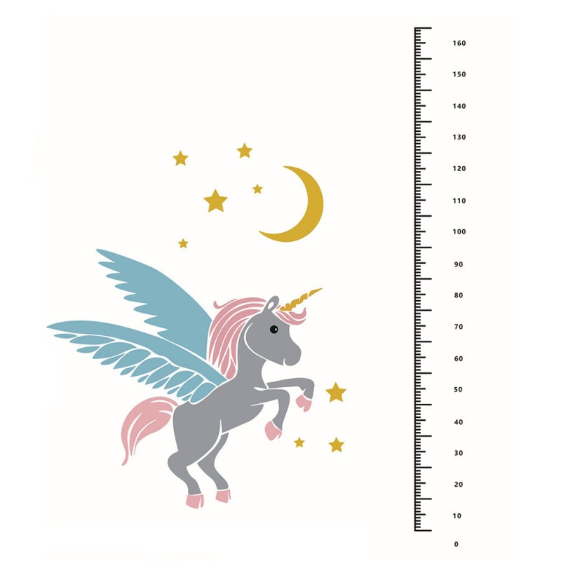 Sød Enhjørning Højdemåler Wallsticker til Børneværelset
