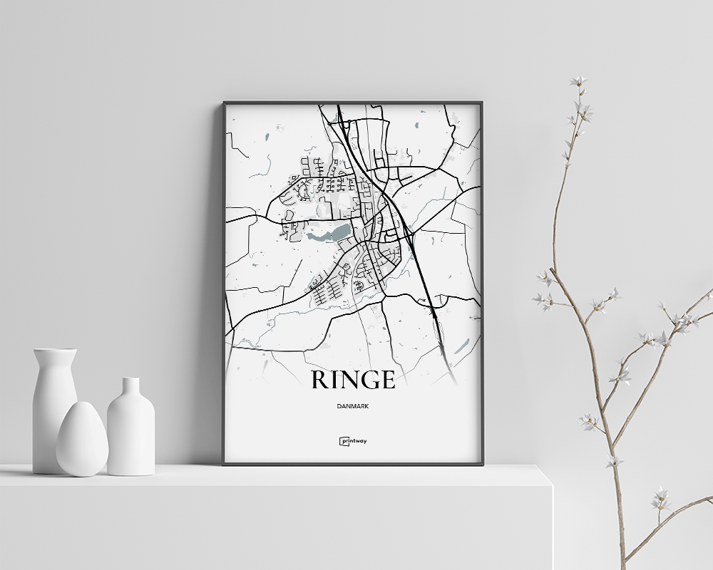 Ringe Bykort Plakat – Minimalistisk Kunst i A4 Format