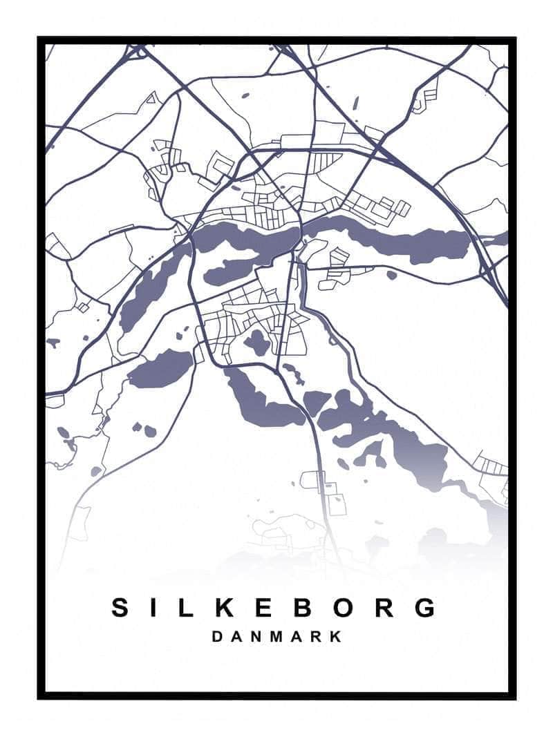 Silkeborg Plakat – Detaljeret Kort over Silkeborg By