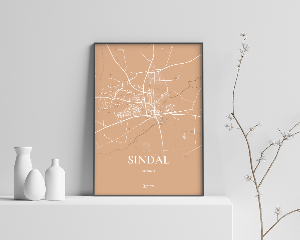 Sindal Bykort Plakat i Guld - Minimalistisk Design